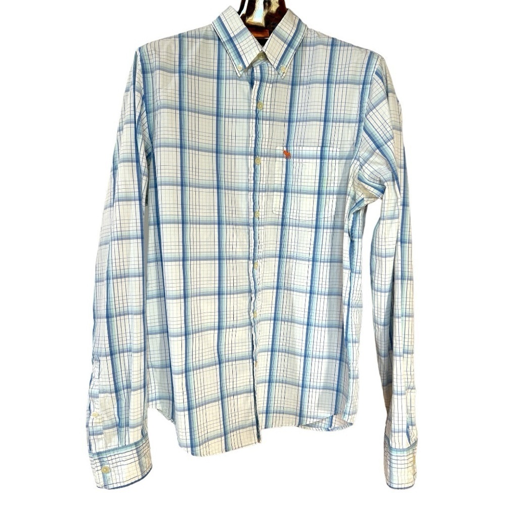 Abercrombie & Fitch Men's Plaid Check Shirt Muscle Fit Button-Down Size Large